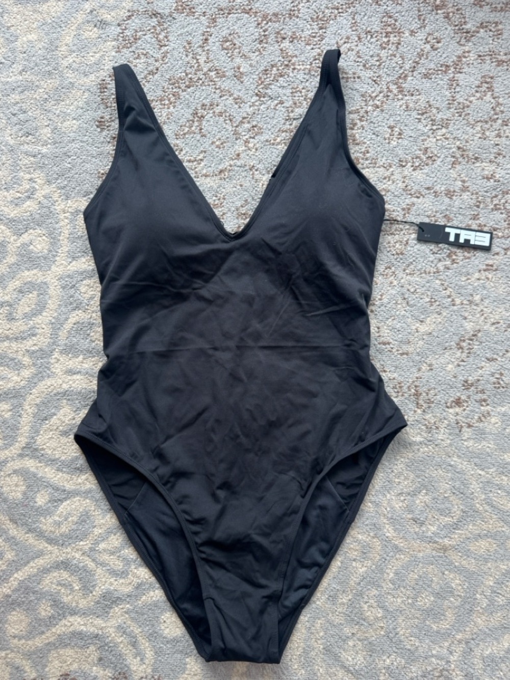TA3 Hi Cut Plungey Snatched Waist Corset Back Swimsuit Black 3X Regular/ Long